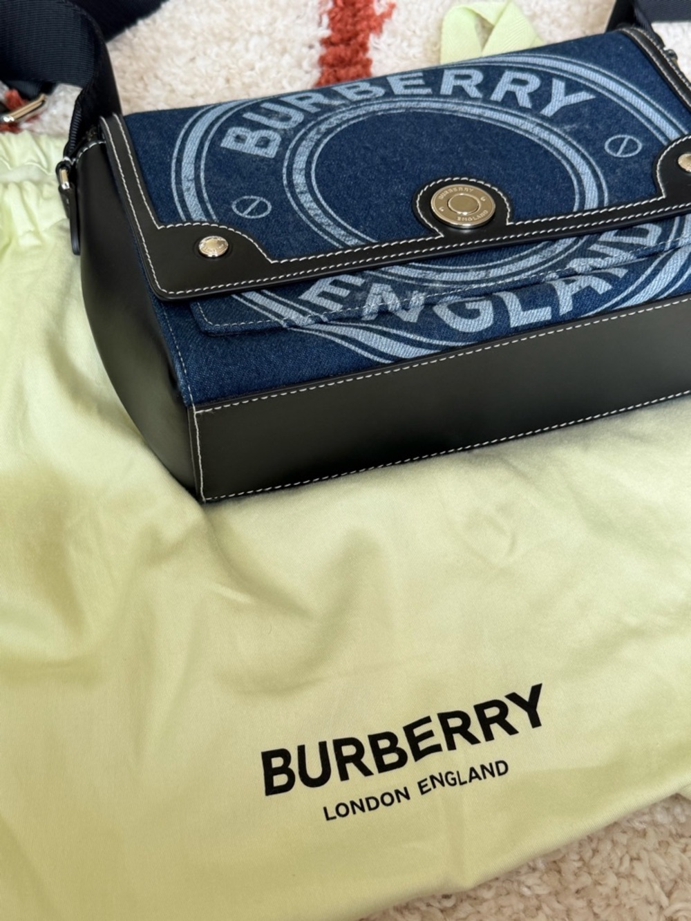 Burberry Denim Medium print Note Crossbody bag Blue NWT - Picture 12 of 13
